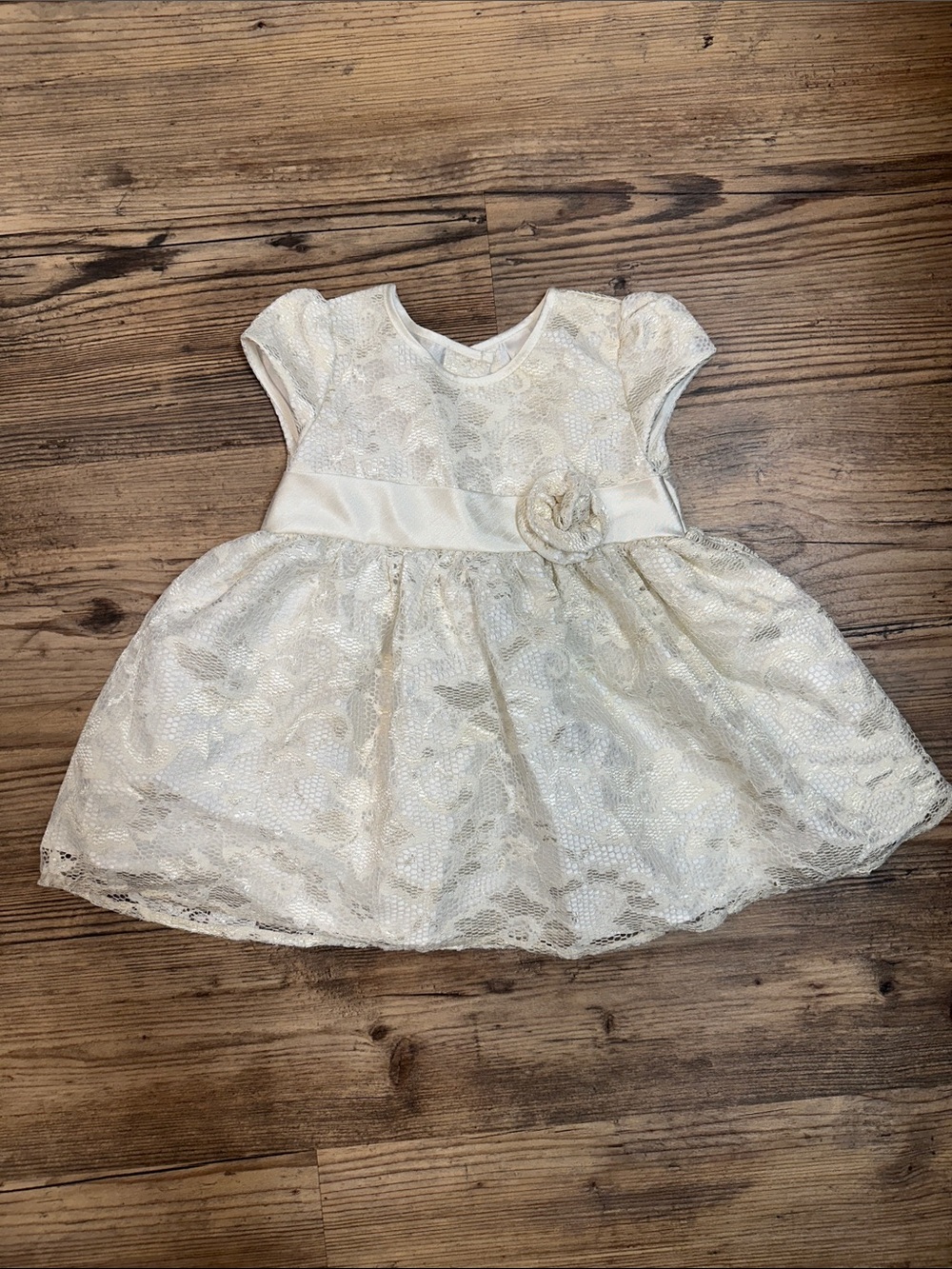 George Cream Lace Party Dress with Satin Flower